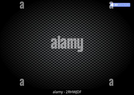 Carbon fiber texture with redial gradient. Vector illustration. Dark black Geometric grid background with lighting. Modern abstract vector texture. Te Stock Vector