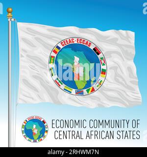 Economic Community of Central African States waving flag, african economic organization, vector illustration Stock Vector