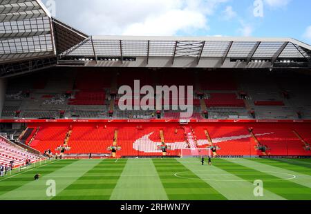 General view of the new upper Anfield Road stand under construction before the Premier League match at Anfield, Liverpool. Picture date: Saturday August 19, 2023. Stock Photo