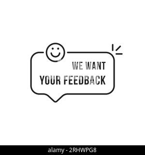 linear feedback speech bubble with smile Stock Vector