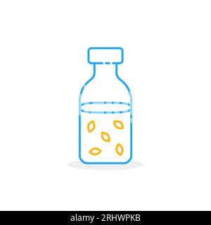 blue thin line bottle with milk or yogurt Stock Vector