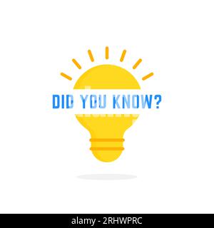 did you know text on cartoon light bulb Stock Vector