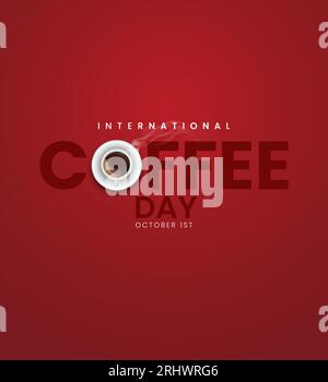 International Coffee Day Creative coffee ads. 3D illustration Stock Vector