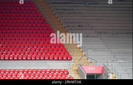 General view of the new upper Anfield Road stand under construction before the Premier League match at Anfield, Liverpool. Picture date: Saturday August 19, 2023. Stock Photo