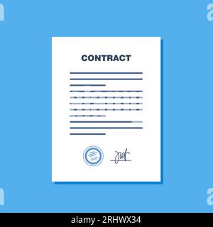 Contract agreement paper blank. Contract with seal and signature. Vector illustration in flat style Stock Vector