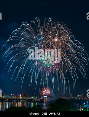 Fireworks in the sky of Taipei city in Taiwan Stock Photo