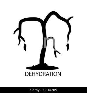dehydration icon. withered plant illustration on white background. Stock Vector