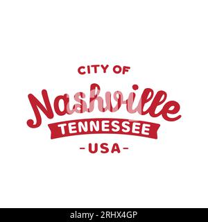 Nashville lettering design template. Nashville, Tennessee typography design. Vector and illustration. Stock Vector