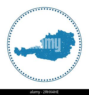 Austria sticker. Travel rubber stamp with map of country, vector illustration. Can be used as insignia, logotype, label, sticker or badge of Austria. Stock Vector