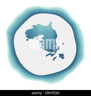 Bintan Island logo. Badge of the island. Layered circular sign around Bintan shape. Stylish vector illustration. Stock Vector