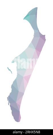 Polygonal map of Fraser Island. Geometric illustration of the island in emerald amethyst colors. Fraser map in low poly style. Technology, internet, n Stock Vector