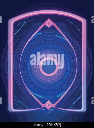 Abstract blue background with glowing pink circle lines. Geometric stripe line art design. Modern futuristic concept Vector Stock Vector