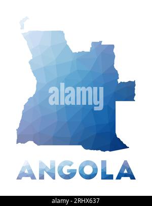 Low poly map of Angola. Geometric illustration of the country. Angola polygonal map. Technology, internet, network concept. Vector illustration. Stock Vector