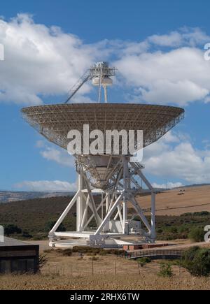 Sardinia Radio Telescope used for space exploration and is located in San Basilio in central Sardinia Stock Photo