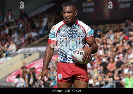 Leigh, UK. 19th Aug, 2023. Leigh Sports Stadium, Leigh Sports Village, Sale Way, Leigh, Greater Manchester, 19th August 2023. Betfred Super League Leigh Leopards v Catalan Dragons Edwin Ipape of Leigh Leopards Credit: Touchlinepics/Alamy Live News Stock Photo