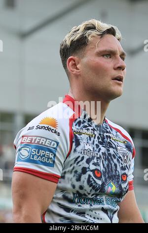 Leigh, UK. 19th Aug, 2023. Leigh Sports Stadium, Leigh Sports Village, Sale Way, Leigh, Greater Manchester, 19th August 2023. Betfred Super League Leigh Leopards v Catalan Dragons Lachlan Lam of Leigh Leopards Credit: Touchlinepics/Alamy Live News Stock Photo