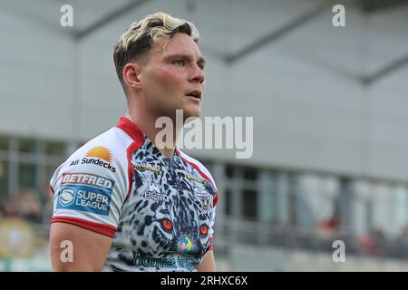 Leigh, UK. 19th Aug, 2023. Leigh Sports Stadium, Leigh Sports Village, Sale Way, Leigh, Greater Manchester, 19th August 2023. Betfred Super League Leigh Leopards v Catalan Dragons Lachlan Lam of Leigh Leopards Credit: Touchlinepics/Alamy Live News Stock Photo