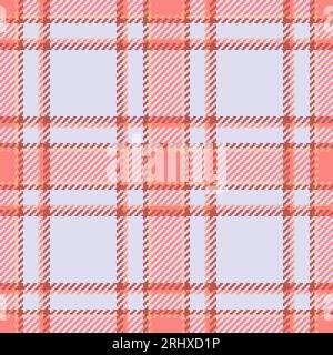 Textile background vector of fabric tartan plaid with a pattern texture check seamless in red and white colors. Stock Vector