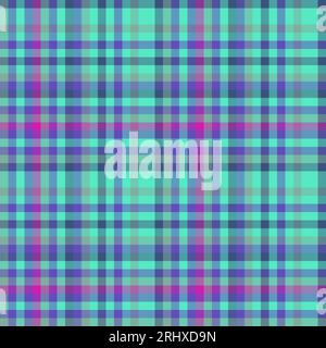 Plaid textile vector of tartan fabric pattern with a seamless check texture background in turquoise and indigo colors. Stock Vector