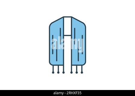 Scarf Icon. Icon related to clothes. suitable for web site design, app, user interfaces. flat line icon style. Simple vector design editable Stock Vector