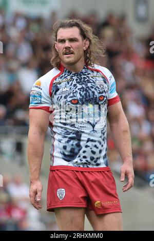 Leigh, UK. 19th Aug, 2023. Leigh Sports Stadium, Leigh Sports Village, Sale Way, Leigh, Greater Manchester, 19th August 2023. Betfred Super League Leigh Leopards v Catalan Dragons Robbie Mulhern of Leigh Leopards Credit: Touchlinepics/Alamy Live News Stock Photo