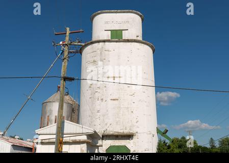 Malta, Illinois - United States - August 15th, 2023: Soybean silo in the Village of Malta, Illinois, USA. Stock Photo