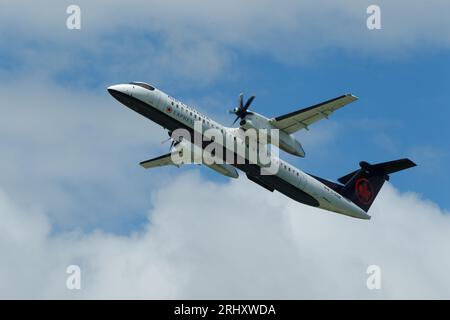 Air Canada Express Bombardier Q400 Dash 8 aircraft in flight. Montreal,Quebec,Canada Stock Photo