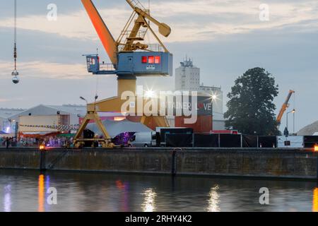 Nuremberg, Germany - August 18th, 2023: Harbour Nuremberg at the Electronic Music Festival Container Lova. Stock Photo