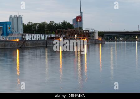 Nuremberg, Germany - August 18th, 2023: Harbour Nuremberg at the Electronic Music Festival Container Lova. Stock Photo