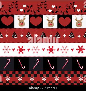 Seamless black paw print with red hearts Wrapping Paper by gulsengunel