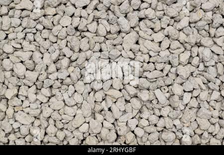 Pumice stone mineral sample from directly above. Light porous volcanic rock used for many applications, including cosmetic, cleaning and horticulture. Stock Photo