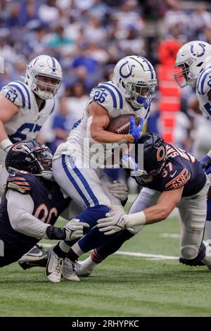 Indianapolis Colts running back Evan Hull (26) walks off the field