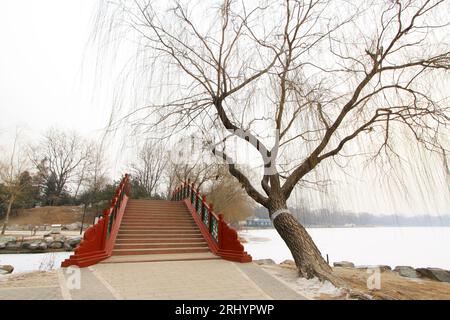 bridge architecture scenery on the Old summer palace ruins park, Beijing, China Stock Photo