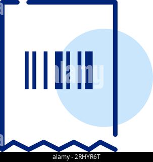 Bar code printed on a check. Pixel perfect icon Stock Vector