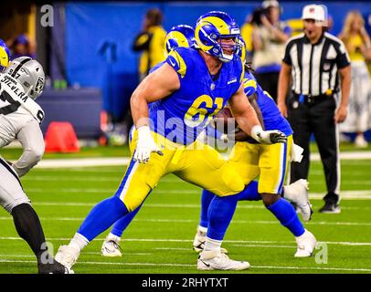 Los Angeles Rams offensive tackle Alaric Jackson (68) during a NFL  preseason game against the Las Vegas Raiders, Saturday, August 21, 2021, in  Inglewood, CA. The Raiders defeated the Rams 17-16. (jon