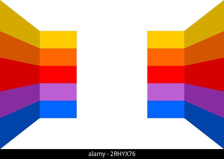 Vector infographic striped line wall with backdrop and template in perspective style isolated on white background Stock Vector
