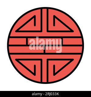 Traditional shou icon, spiritual isolated shu flat symbol, asian vector illustration . Stock Vector