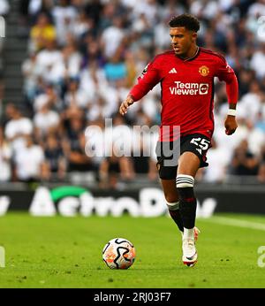 London, UK. 19th Aug, 2023. Jadon Sancho of Manchester United in action. Premier League match, Tottenham Hotspur v Manchester Utd at the Tottenham Hotspur Stadium in London on Saturday 19th August 2023. this image may only be used for Editorial purposes. Editorial use only, license required for commercial use. No use in betting, games or a single club/league/player publications. pic by Sandra Mailer/Andrew Orchard sports photography/Alamy Live news Credit: Andrew Orchard sports photography/Alamy Live News Stock Photo