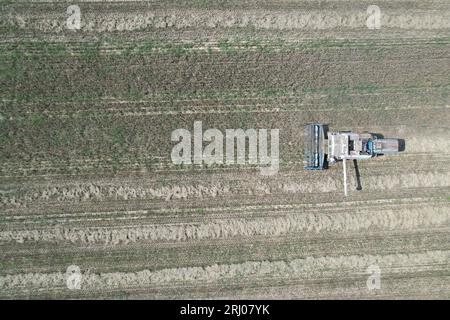combine harvester Fortschritt E 512 aerial panorama of czech small ...