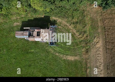 combine harvester Fortschritt E 512 aerial panorama of czech small ...