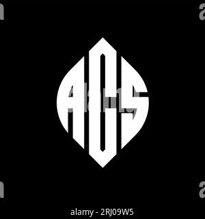 ACS circle letter logo design with circle and ellipse shape. ACS ellipse letters with typographic style. The three initials form a circle logo. ACS Ci Stock Vector