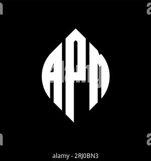 APM circle letter logo design with circle and ellipse shape. APM ellipse letters with typographic style. The three initials form a circle logo. APM Ci Stock Vector