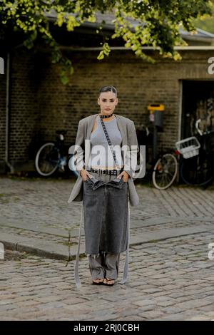 Street style, Bathsheba arriving at Ganni Spring-Summer 2024 show, during  Copenhagen Fashion Week, Denmark, on August 10th, 2023. Photo by  Marie-Paola Bertrand-Hillion/ABACAPRESS.COM Credit: Abaca Press/Alamy Live  News Stock Photo - Alamy