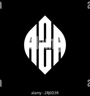 AZA circle letter logo design with circle and ellipse shape. AZA ellipse letters with typographic style. The three initials form a circle logo. AZA Ci Stock Vector