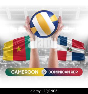 Cameroon vs Dominican Republic national teams volleyball volley ball match competition concept. Stock Photo