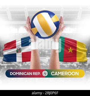 Dominican Republic vs Cameroon national teams volleyball volley ball match competition concept. Stock Photo