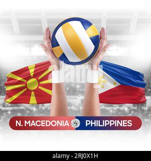 North Macedonia vs Philippines national teams volleyball volley ball match competition concept. Stock Photo