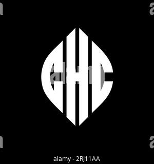 CHC circle letter logo design with circle and ellipse shape. CHC ellipse letters with typographic style. The three initials form a circle logo. CHC Ci Stock Vector