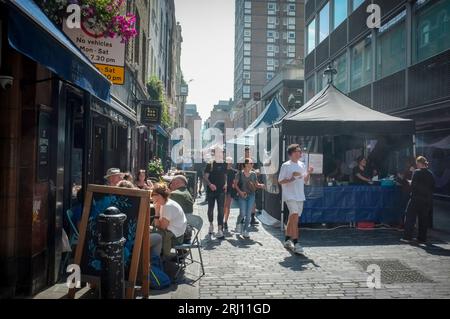 Street Food stalls at Berwick Street Market, Soho, London, uk Stock Photo