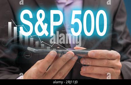 S&P500 written in a speech bubble High Stock Photo